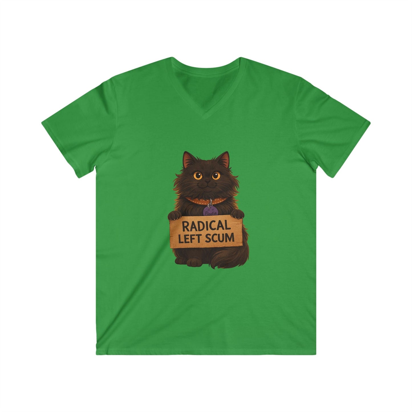 Radical Left Scum Cat Tee — Funny Political Cat V - Neck Shirt - FloofChonk