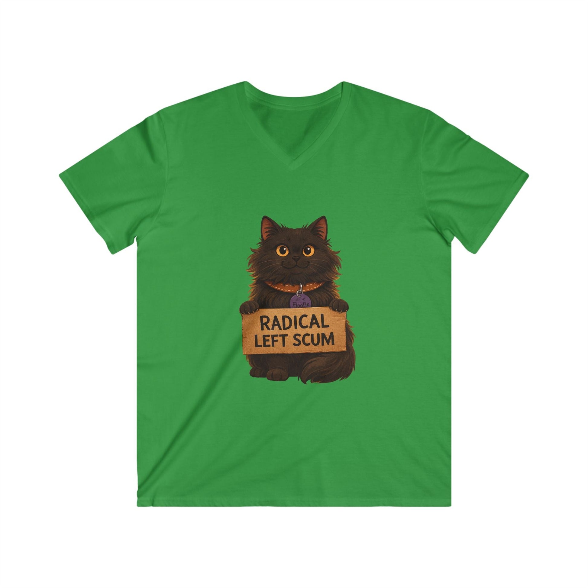 Radical Left Scum Cat Tee — Funny Political Cat V - Neck Shirt - FloofChonk