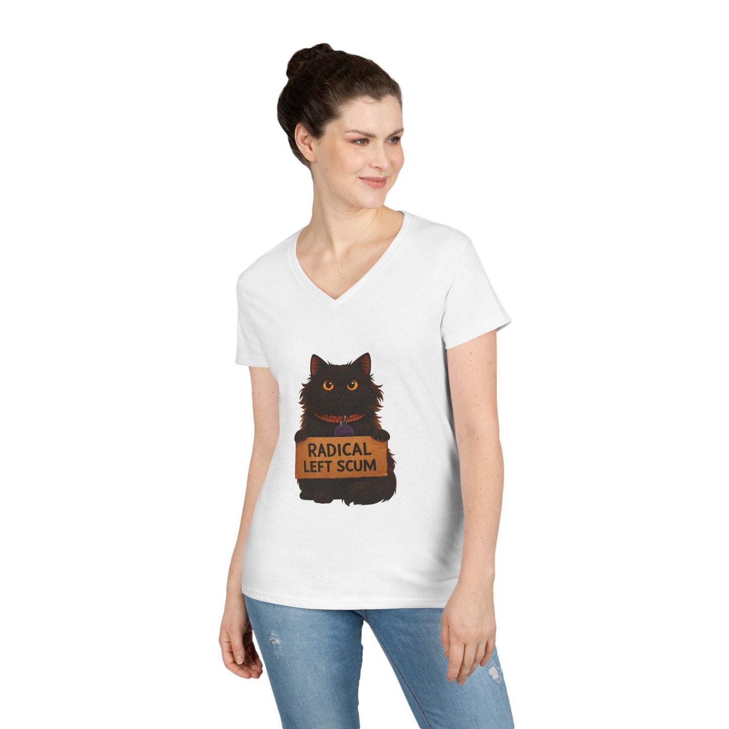 Radical Left Scum V - Neck Tee — Political Statement Women's T-Shirt - FloofChonk
