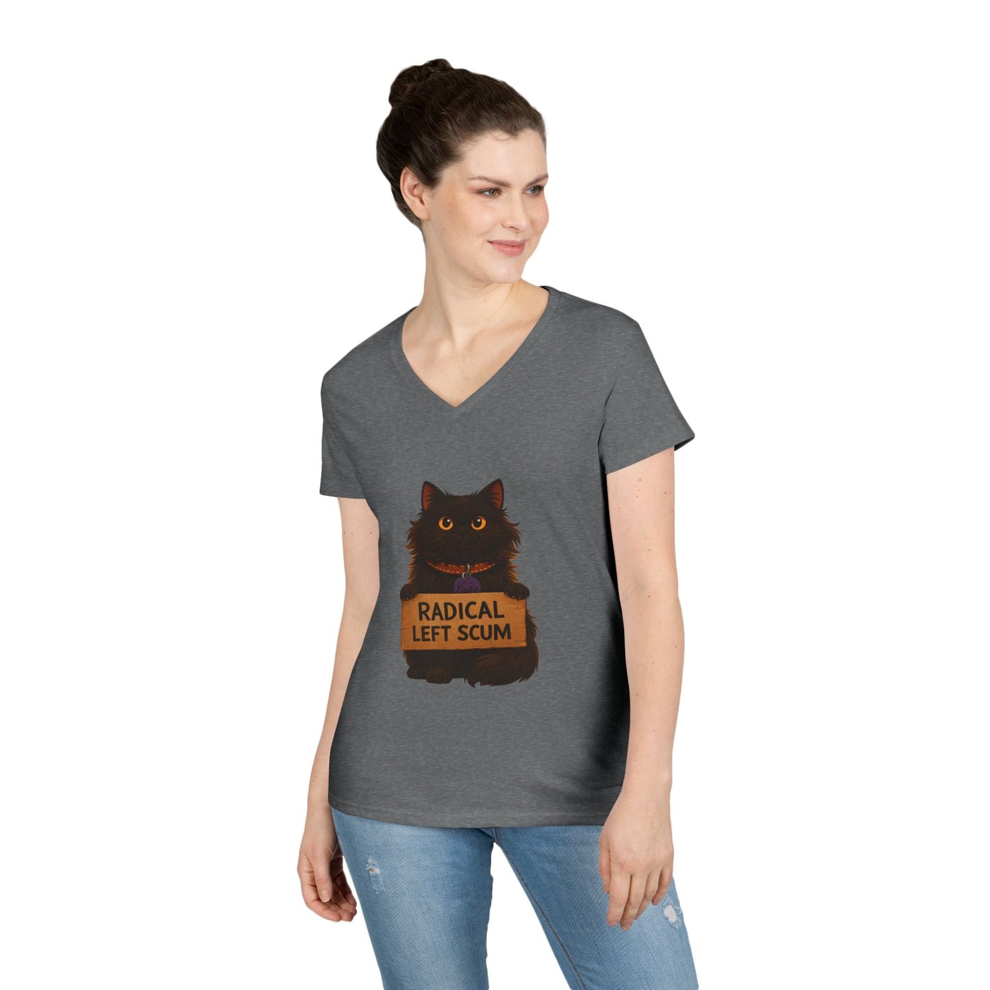 Radical Left Scum V - Neck Tee — Political Statement Women's T-Shirt - FloofChonk