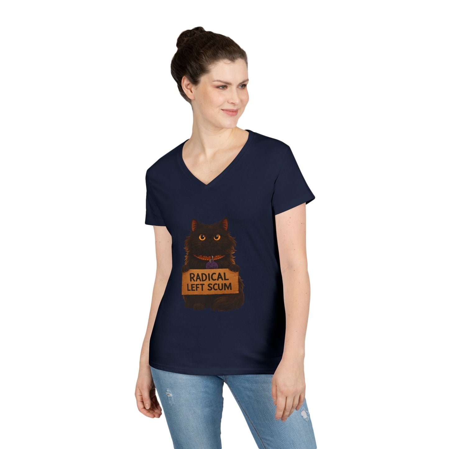 Radical Left Scum V - Neck Tee — Political Statement Women's T-Shirt - FloofChonk