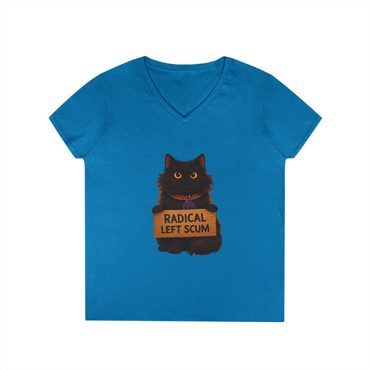 Radical Left Scum V - Neck Tee — Political Statement Women's T-Shirt - FloofChonk
