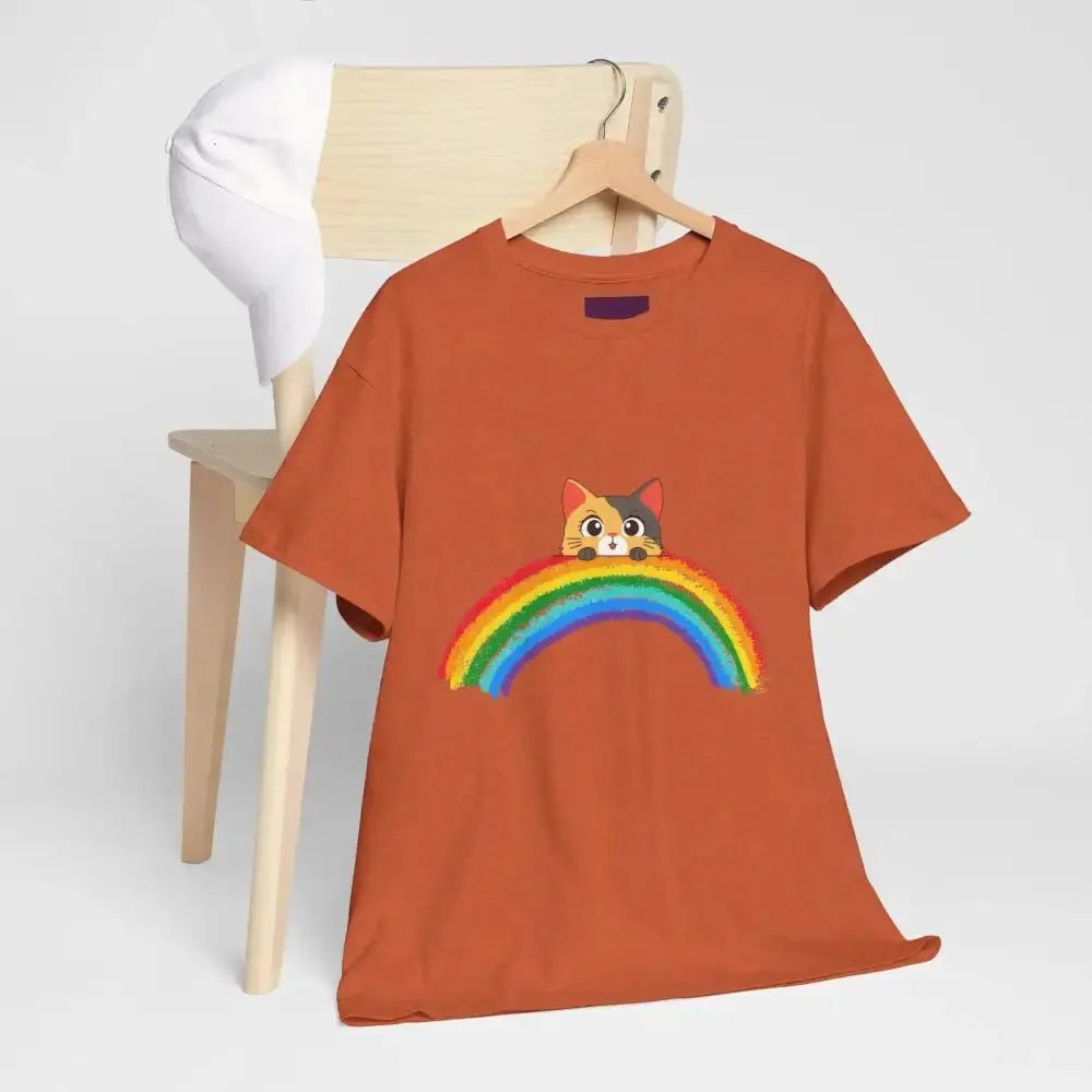Rainbow Cat Unisex Tee, Summer Wardrobe Essential Cat Lover T-Shirt - FloofChonk