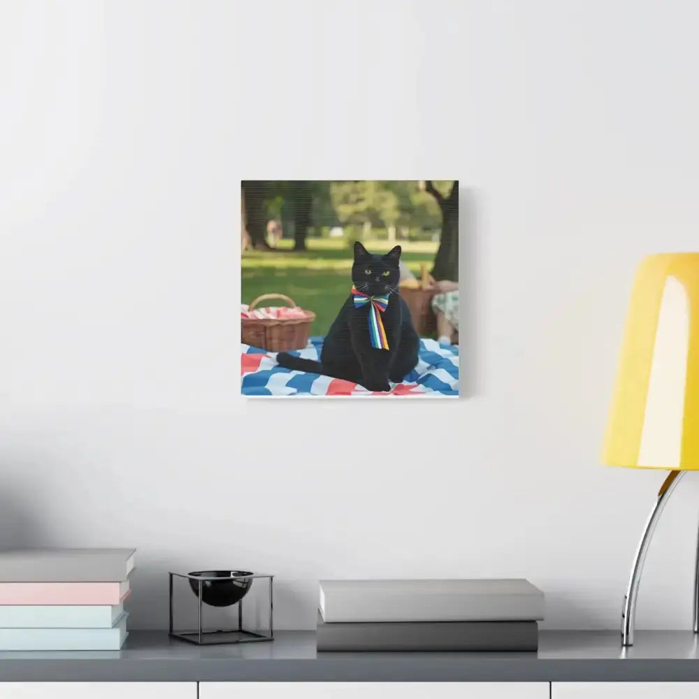 Rainbow Ribbon Cat Canvas Wall Art, Colorful Cat Decor - FloofChonk