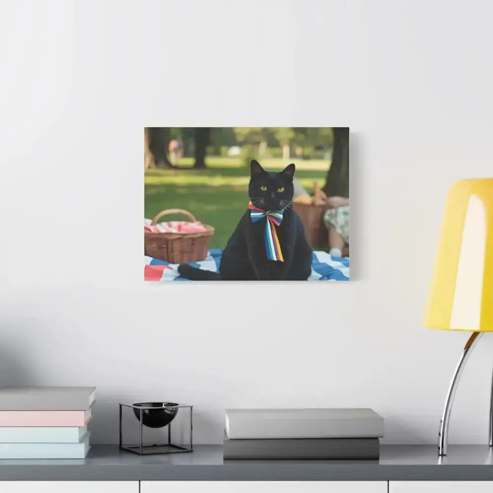 Rainbow Ribbon Cat Canvas Wall Art, Colorful Cat Decor - FloofChonk