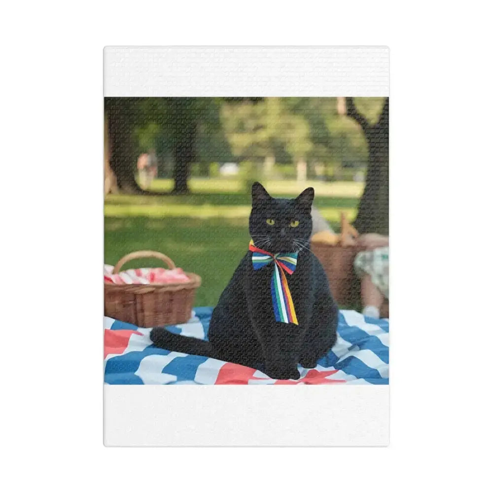 Rainbow Ribbon Cat Canvas Wall Art, Colorful Cat Decor - FloofChonk