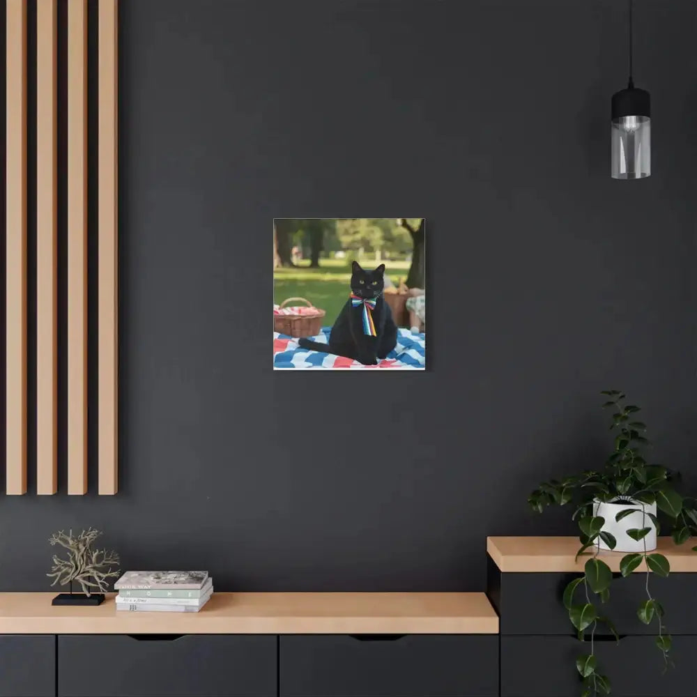 Rainbow Ribbon Cat Canvas Wall Art, Colorful Cat Decor - FloofChonk