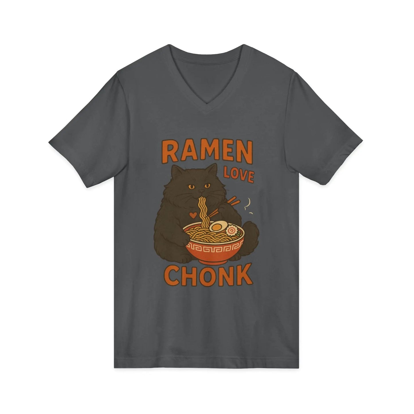 Ramen Love Chonk Cat V - Neck Tee - FloofChonk