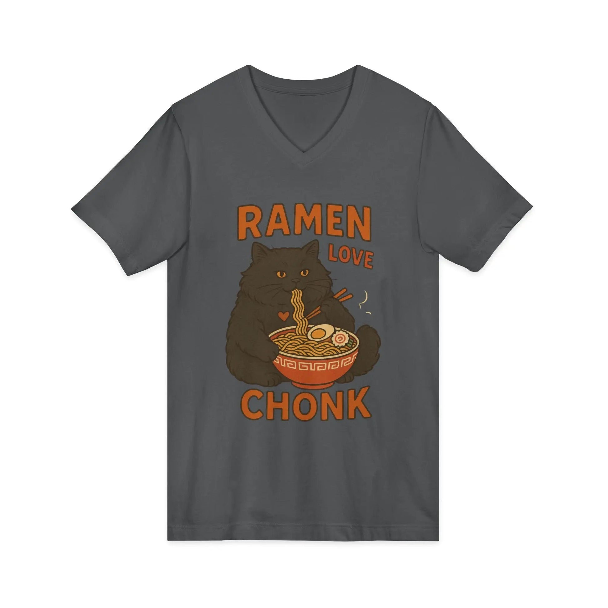 Ramen Love Chonk Cat V - Neck Tee - FloofChonk