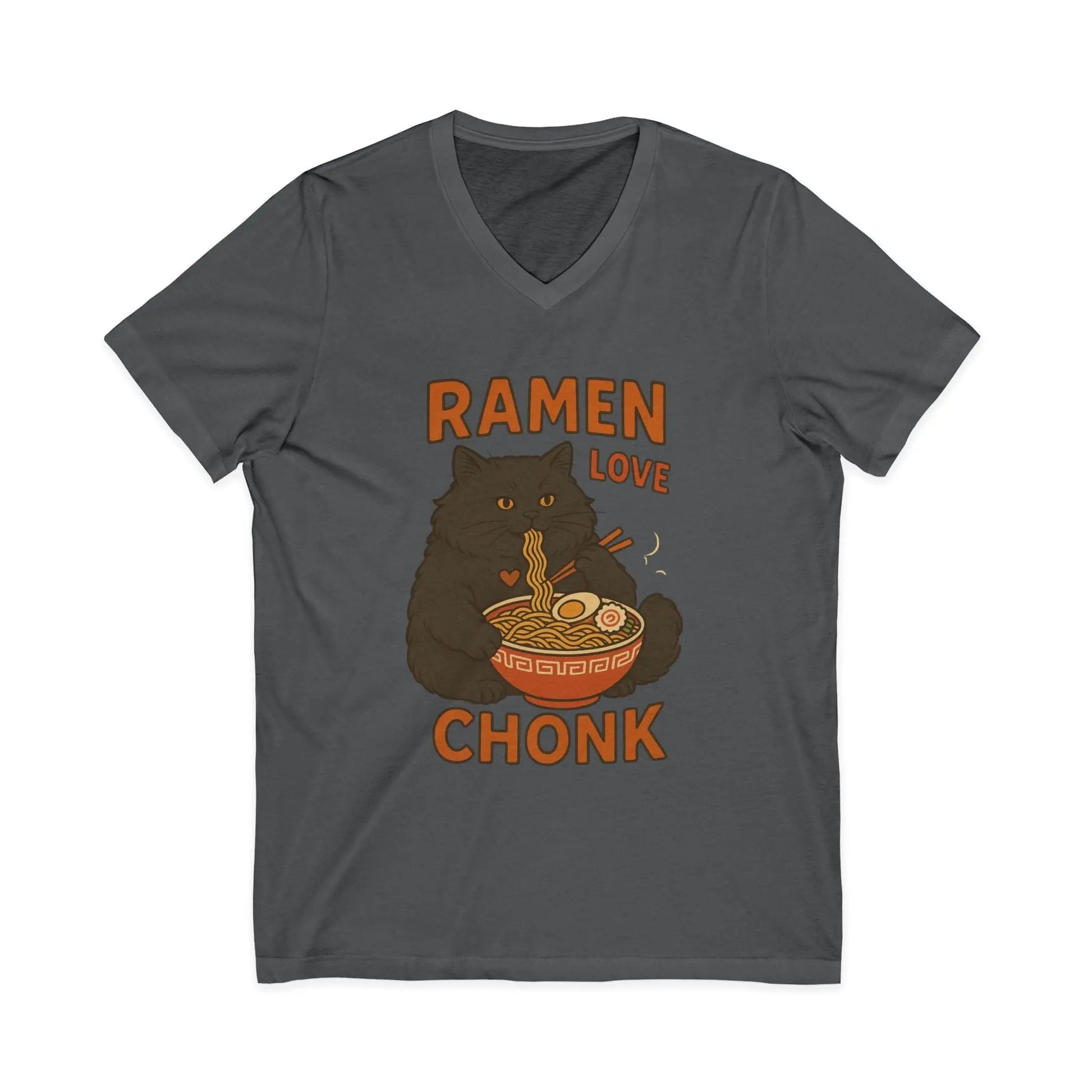 Ramen Love Chonk Cat V - Neck Tee - FloofChonk