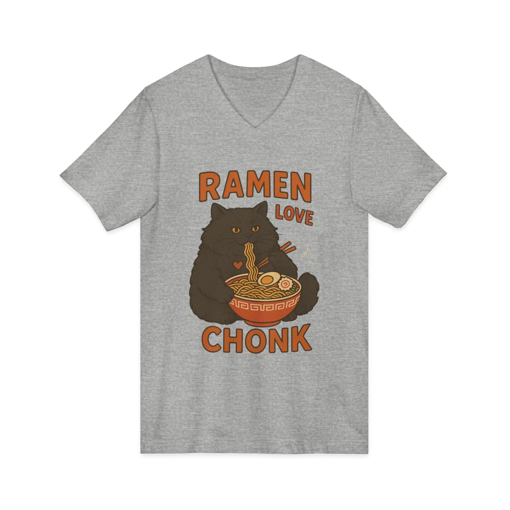 Ramen Love Chonk Cat V - Neck Tee - FloofChonk