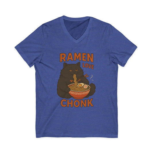 Ramen Love Chonk Cat V - Neck Tee - FloofChonk