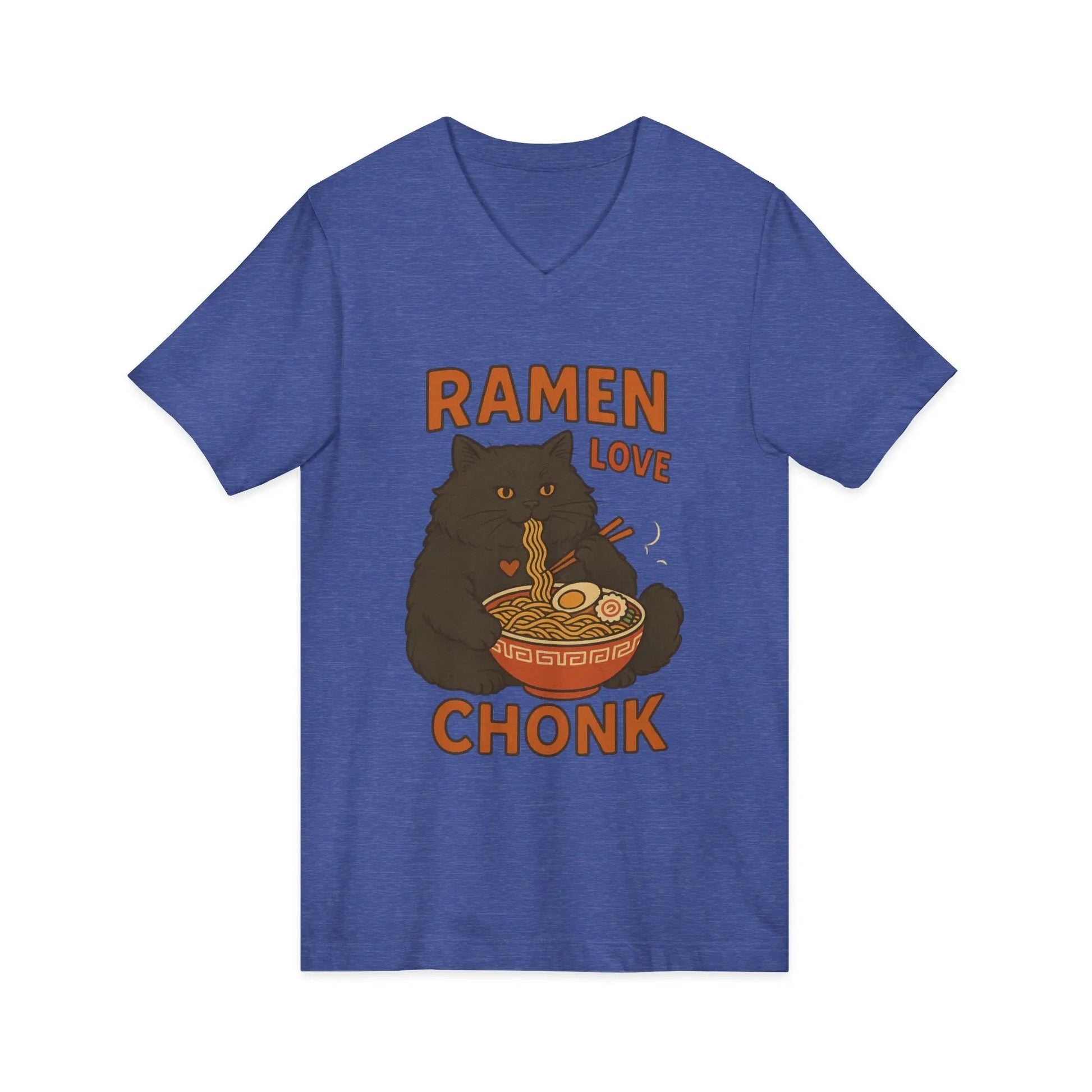 Ramen Love Chonk Cat V - Neck Tee - FloofChonk