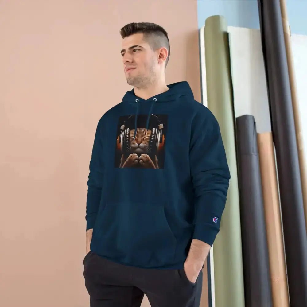 Retro Cat Lover Champion Hoodie - Now That's What I Call Cat Volume 1 - FloofChonk