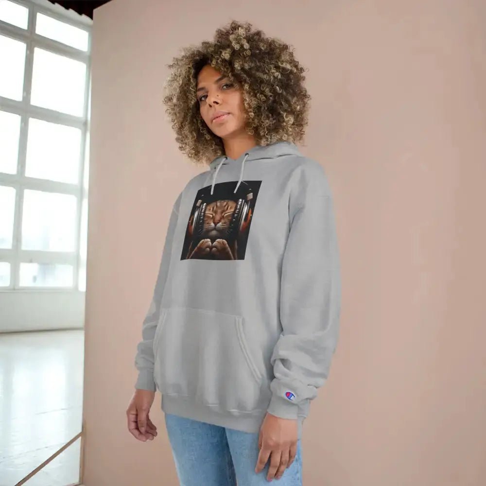 Retro Cat Lover Champion Hoodie - Now That's What I Call Cat Volume 1 - FloofChonk