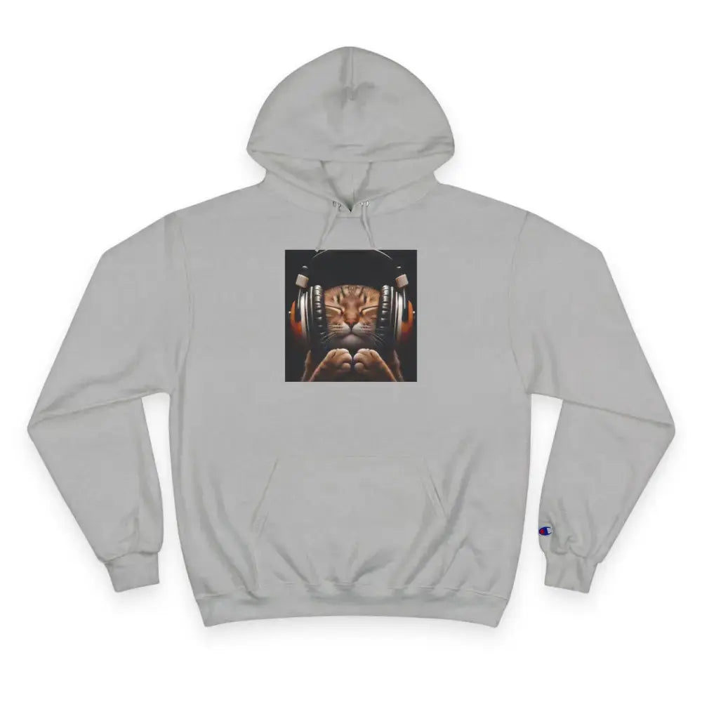 Retro Cat Lover Champion Hoodie - Now That’s What I Call Cat Volume 1 - Light Steel / S - Hoodie