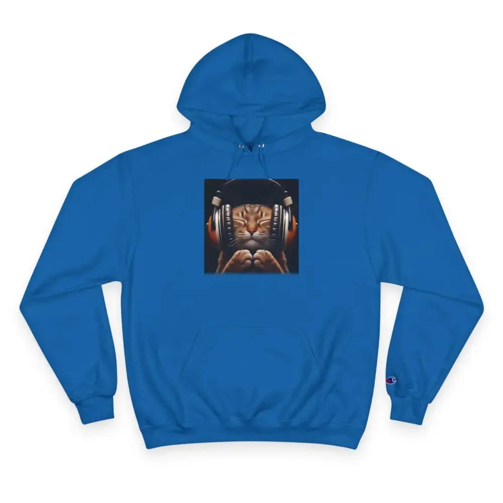 Retro Cat Lover Champion Hoodie - Now That’s What I Call Cat Volume 1 - Royal Blue / S - Hoodie