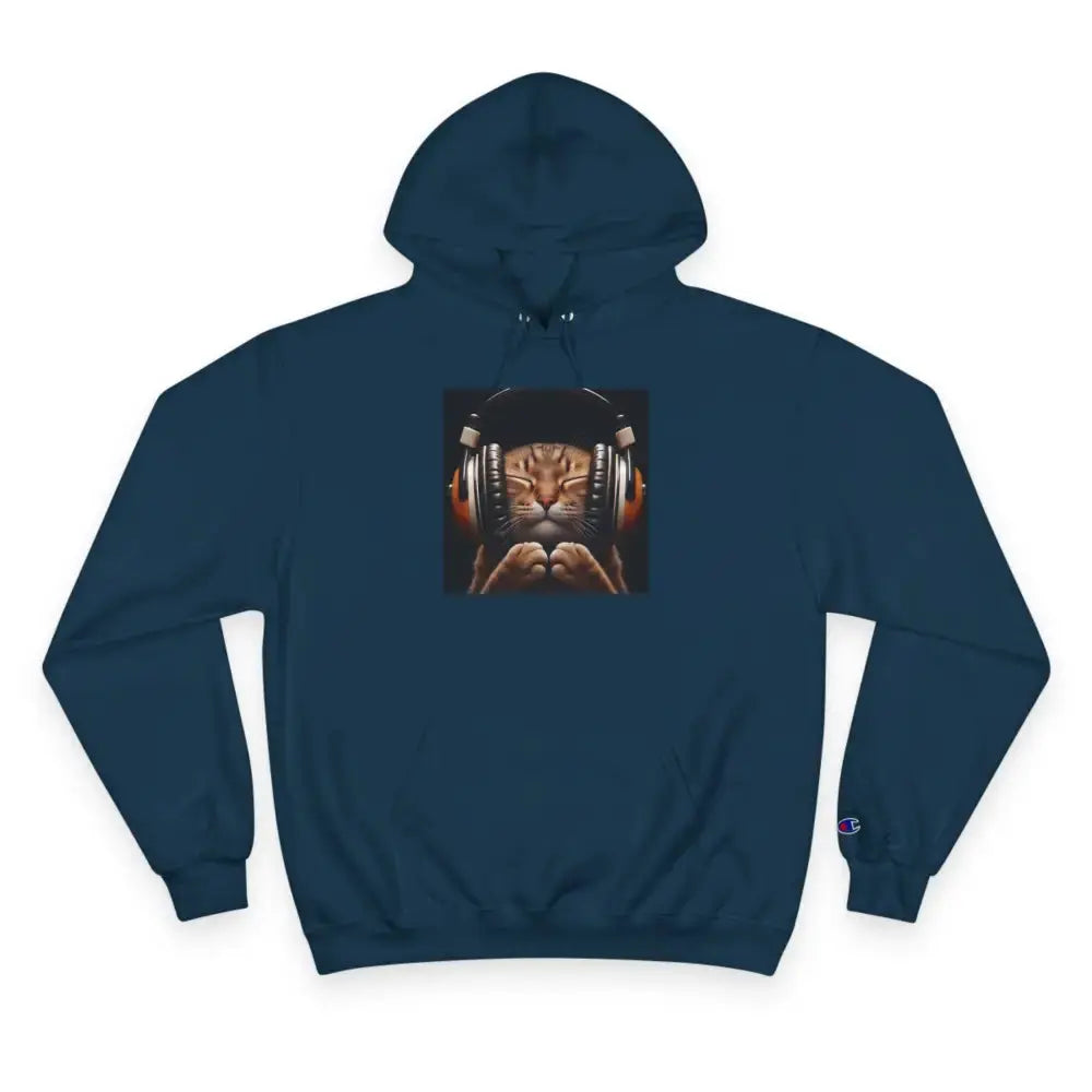 Retro Cat Lover Champion Hoodie - Now That’s What I Call Cat Volume 1 - Navy / S - Hoodie