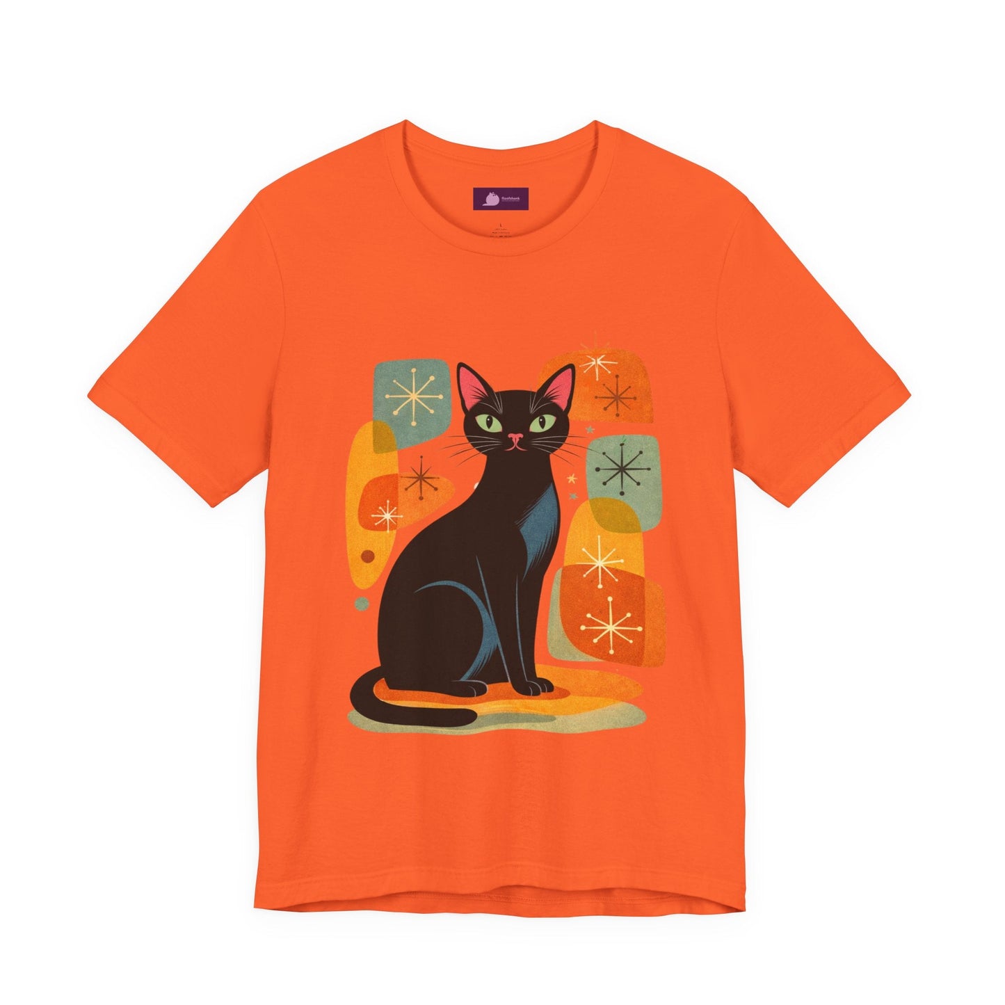 Retro Mid - Century Modern Black Cat T-Shirt - FloofChonk