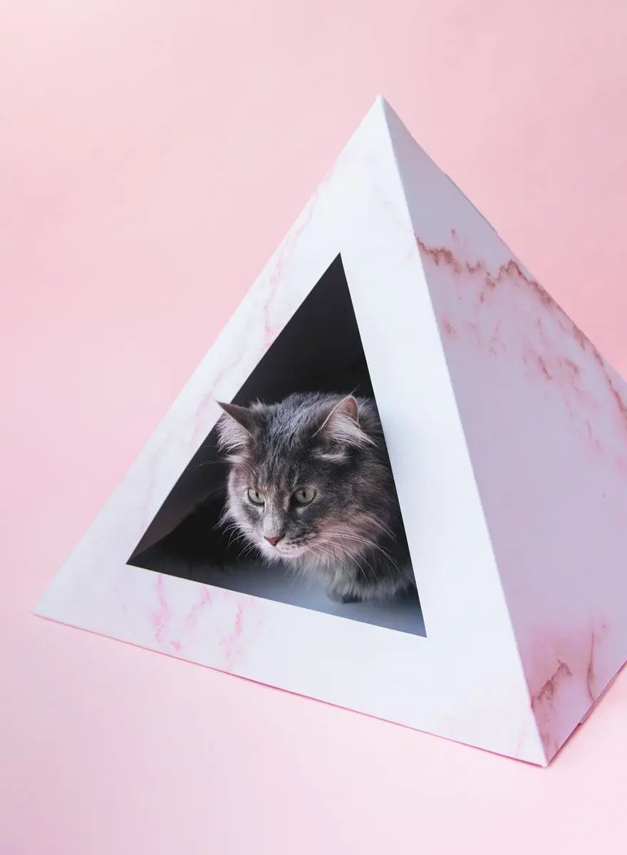 'Rose Quartz' Cardboard Cat Pyramid - FloofChonk