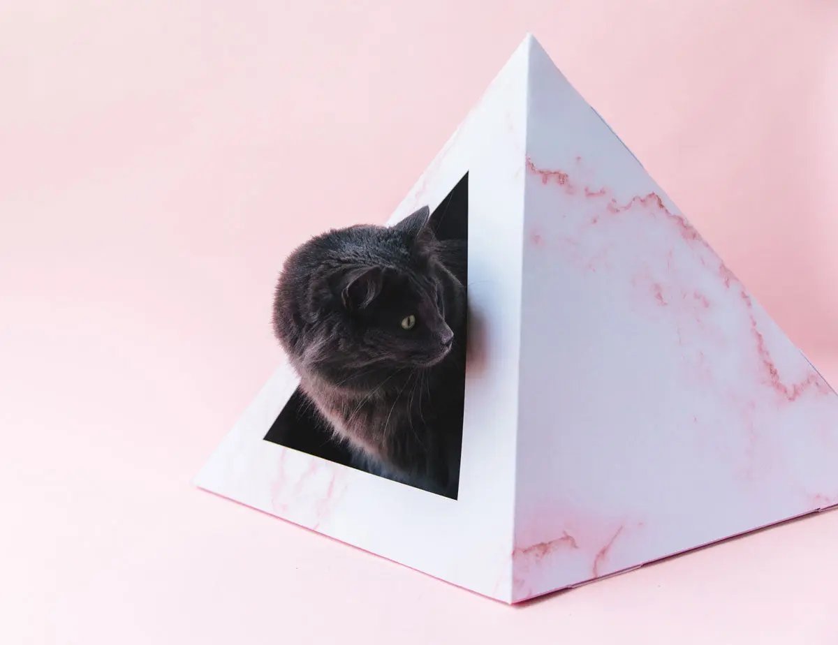 'Rose Quartz' Cardboard Cat Pyramid - FloofChonk