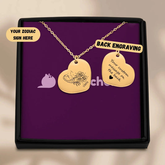Scorpio Zodiac Sign Heart Necklace - FloofChonk