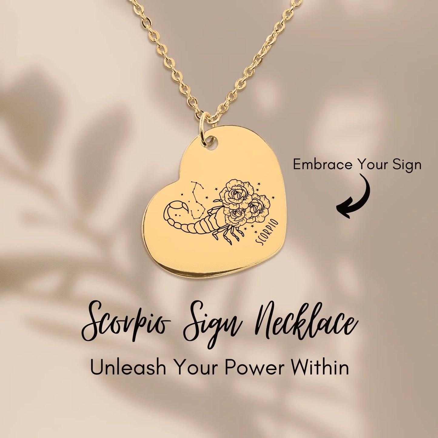 Scorpio Zodiac Sign Heart Necklace - FloofChonk