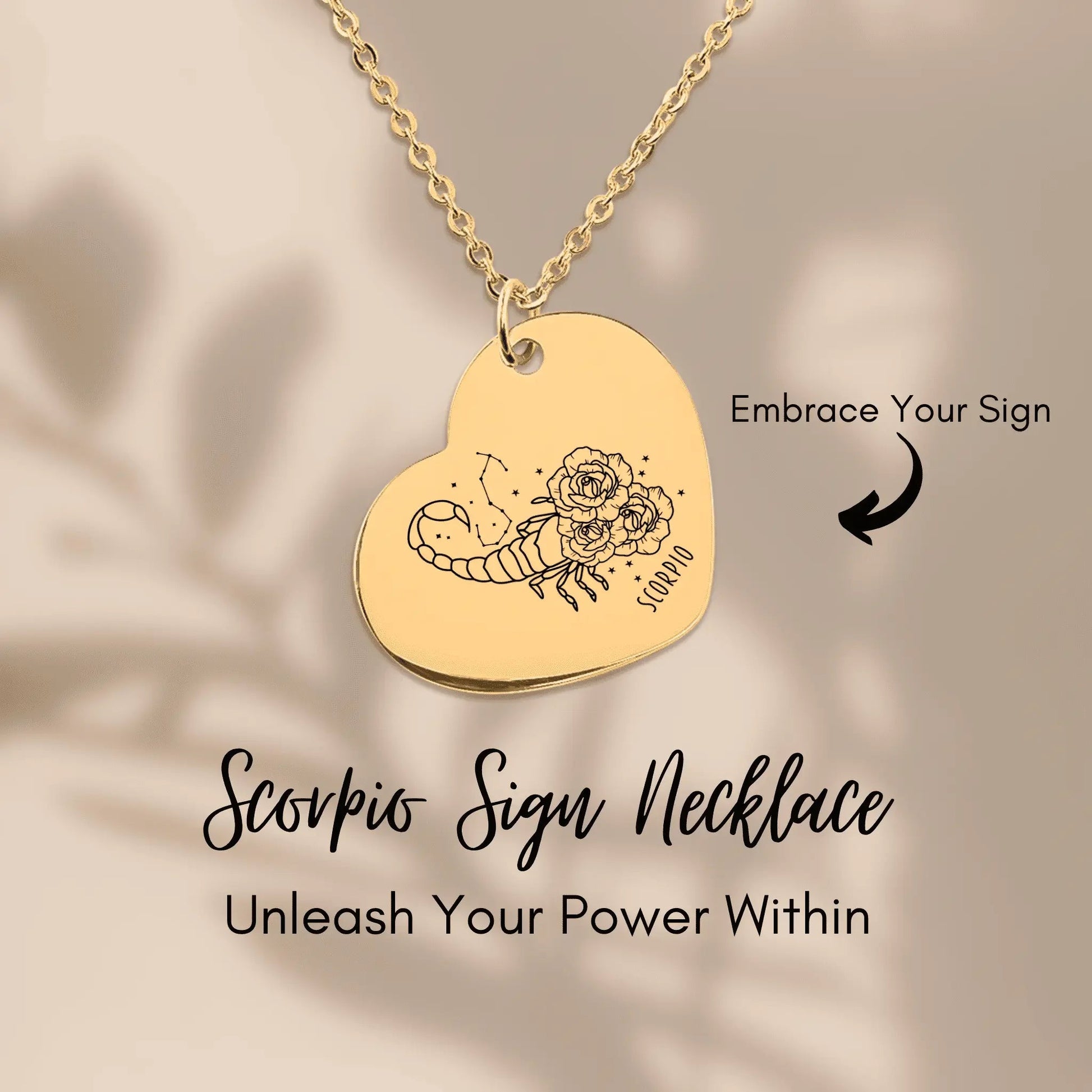 Scorpio Zodiac Sign Heart Necklace - FloofChonk