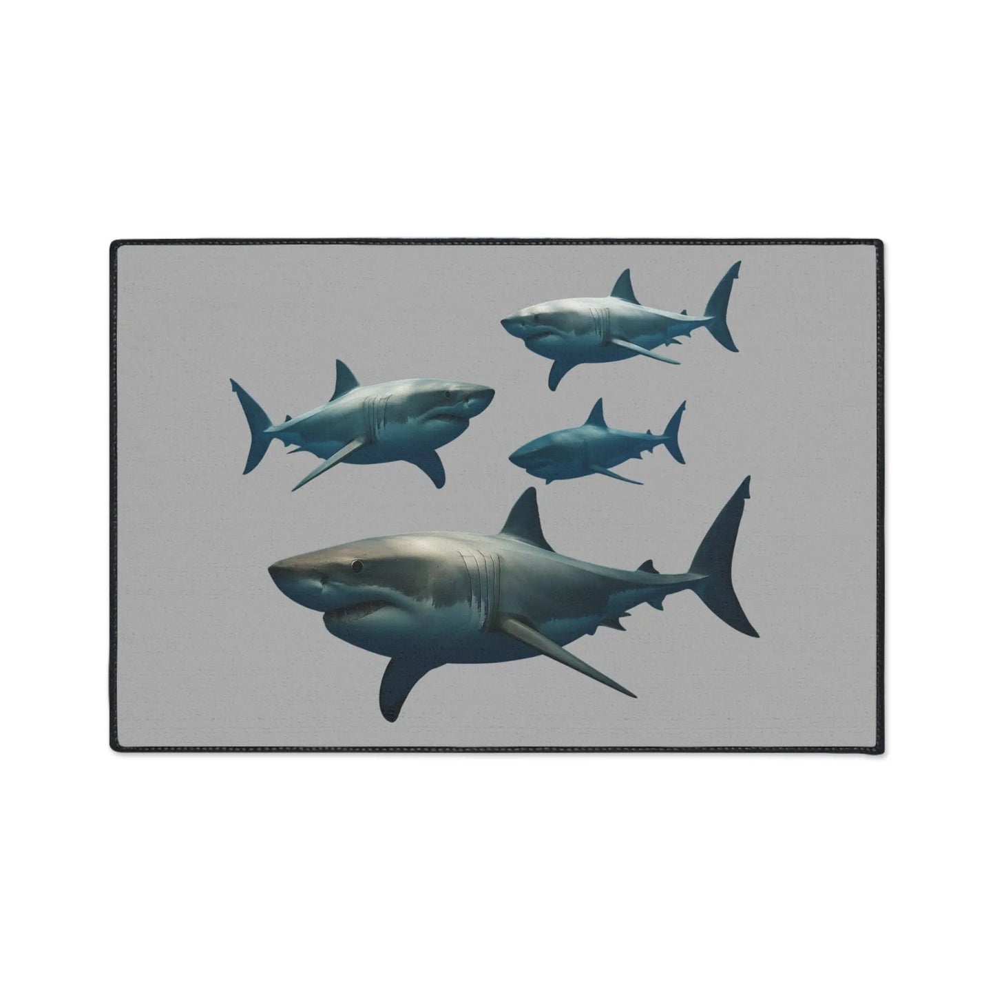 Shark School Heavy - Duty Floor Mat — Durable Ocean Shark Rug for Entryway, Garage, or Bathroom - FloofChonk