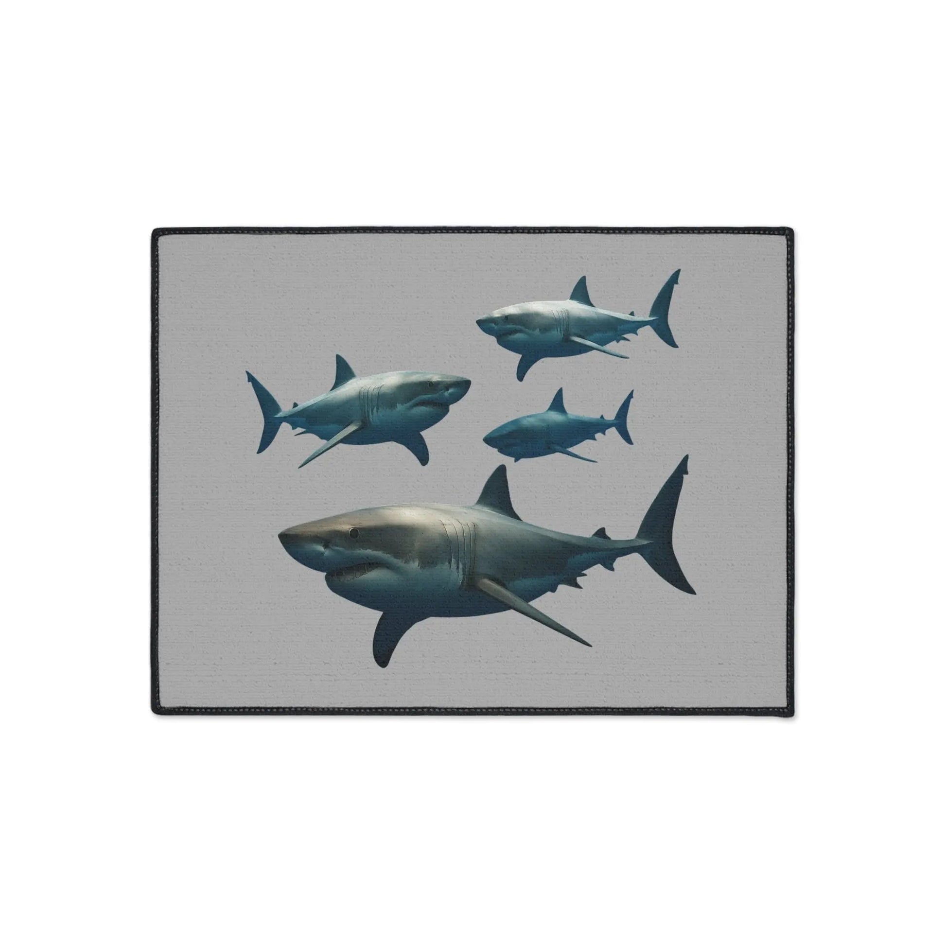 Shark School Heavy - Duty Floor Mat — Durable Ocean Shark Rug for Entryway, Garage, or Bathroom - FloofChonk