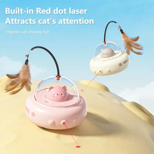 Smart UFO Cat Toy: Bell & Feather Fun - FloofChonk