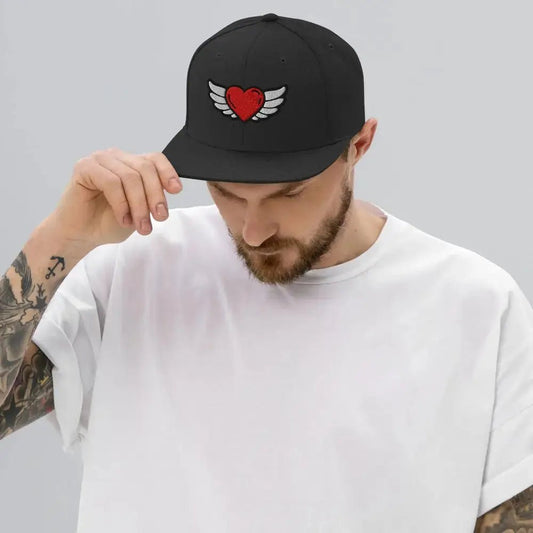 Snapback Hat with Heart Design - FloofChonk