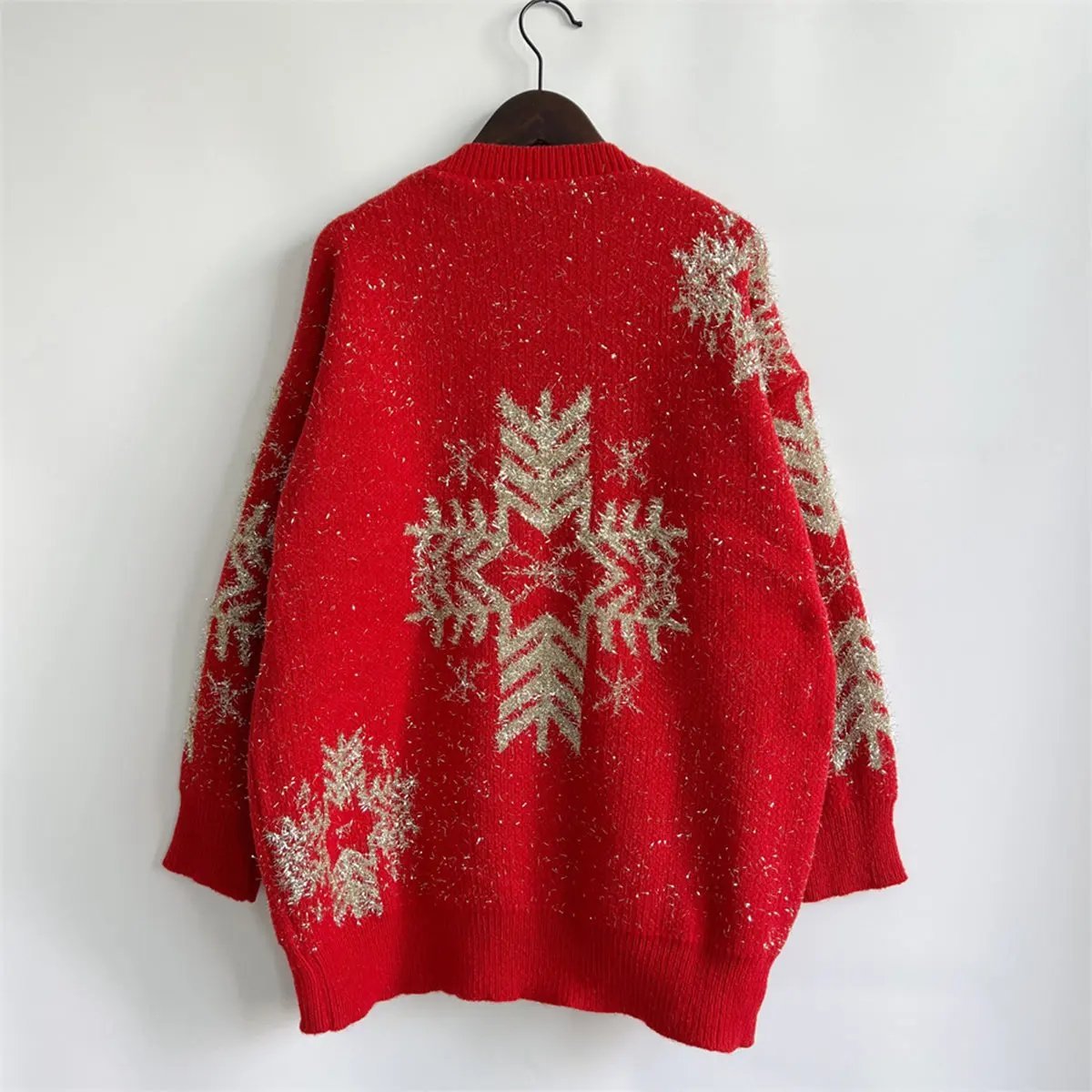 Snowflake Pattern Long Sleeve Sweater - FloofChonk