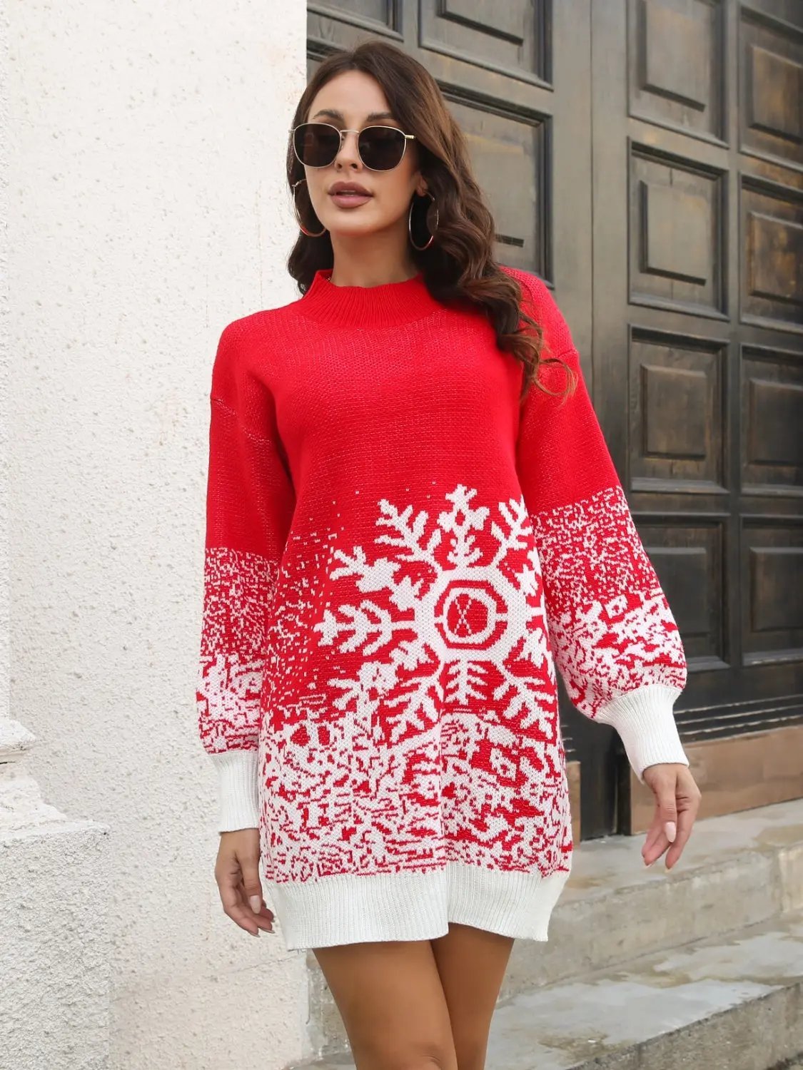 Snowflake Pattern Sweater Dress - FloofChonk