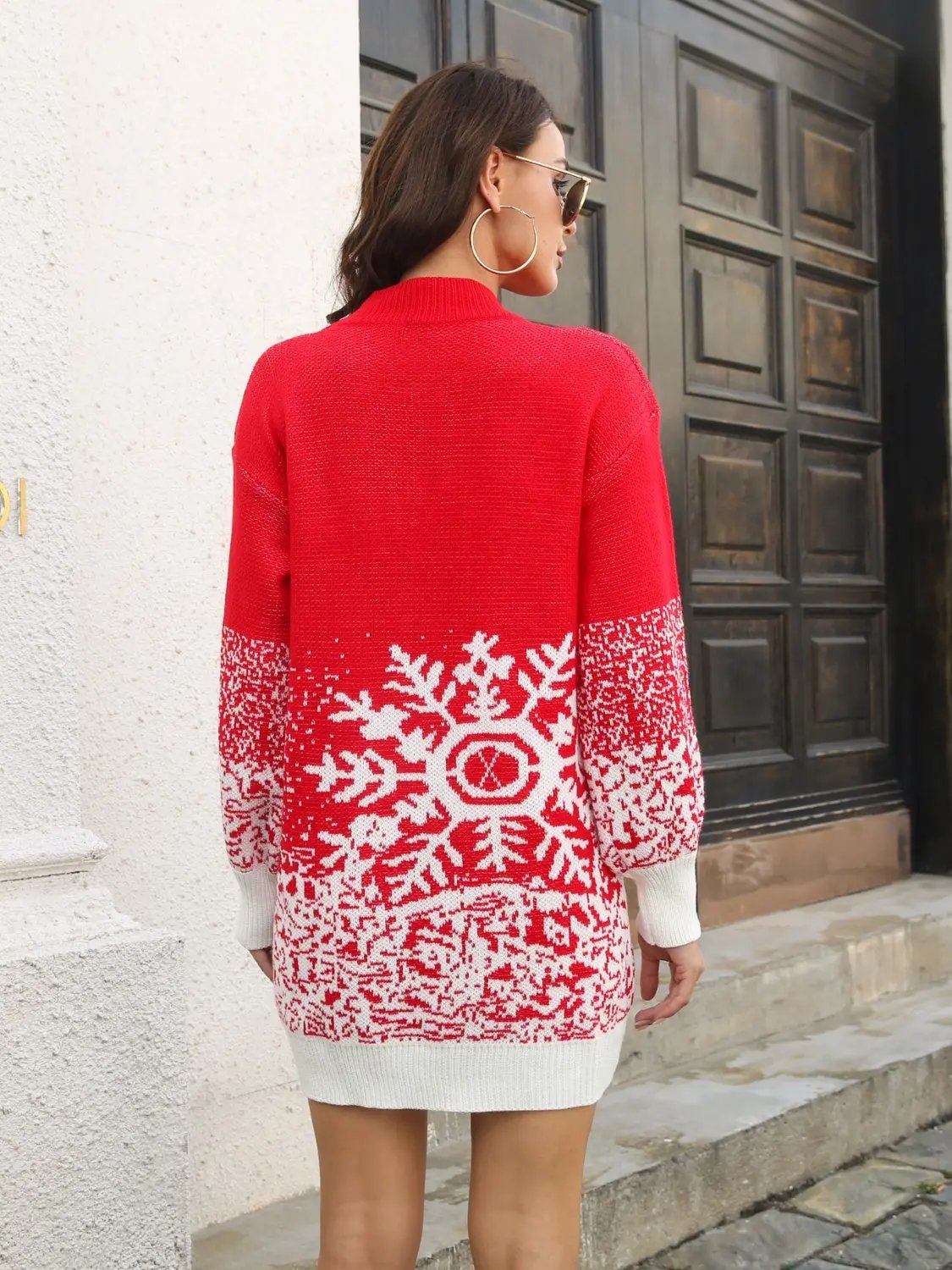 Snowflake Pattern Sweater Dress - FloofChonk