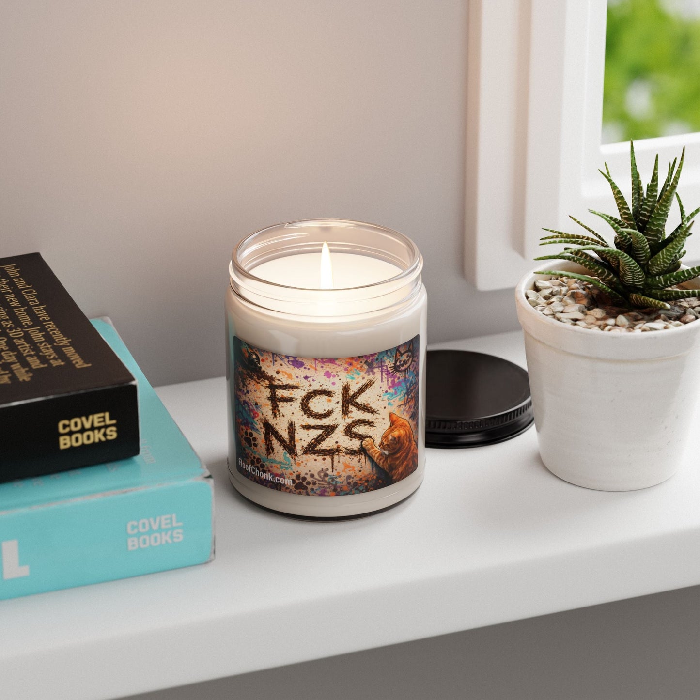 Soy Candle — ‘FCK NZS’ Graffiti Anti - Nazi Scented Candle, 9oz - FloofChonk