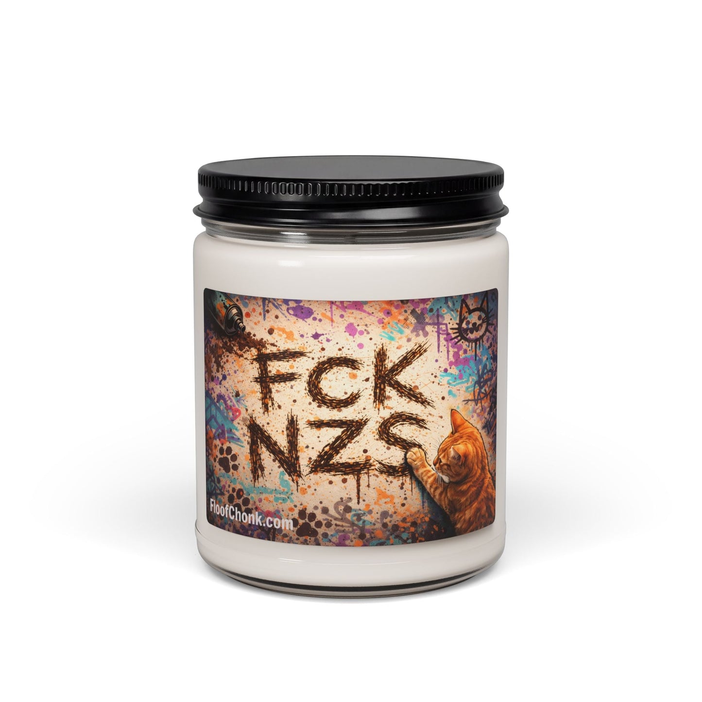 Soy Candle — ‘FCK NZS’ Graffiti Anti - Nazi Scented Candle, 9oz - FloofChonk