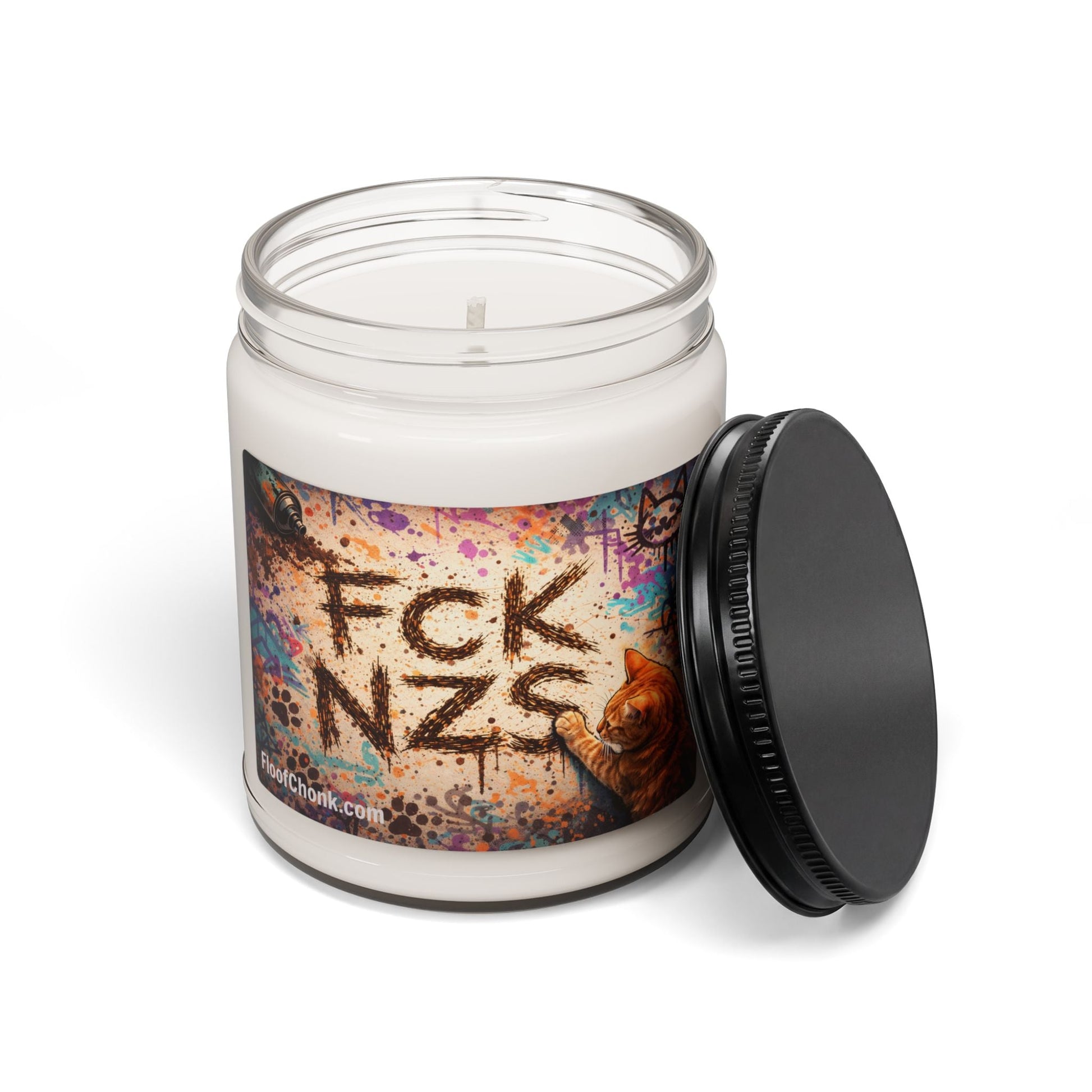 Soy Candle — ‘FCK NZS’ Graffiti Anti - Nazi Scented Candle, 9oz - FloofChonk