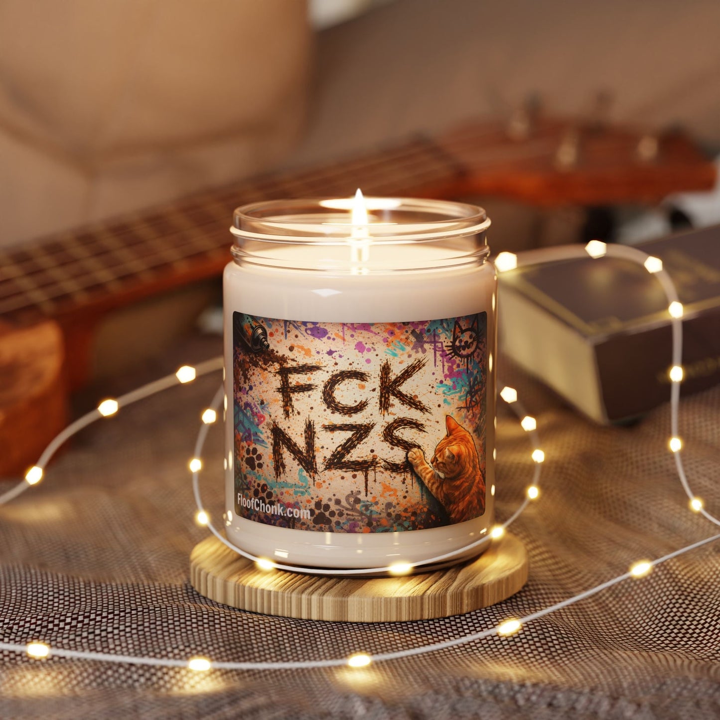 Soy Candle — ‘FCK NZS’ Graffiti Anti - Nazi Scented Candle, 9oz - FloofChonk