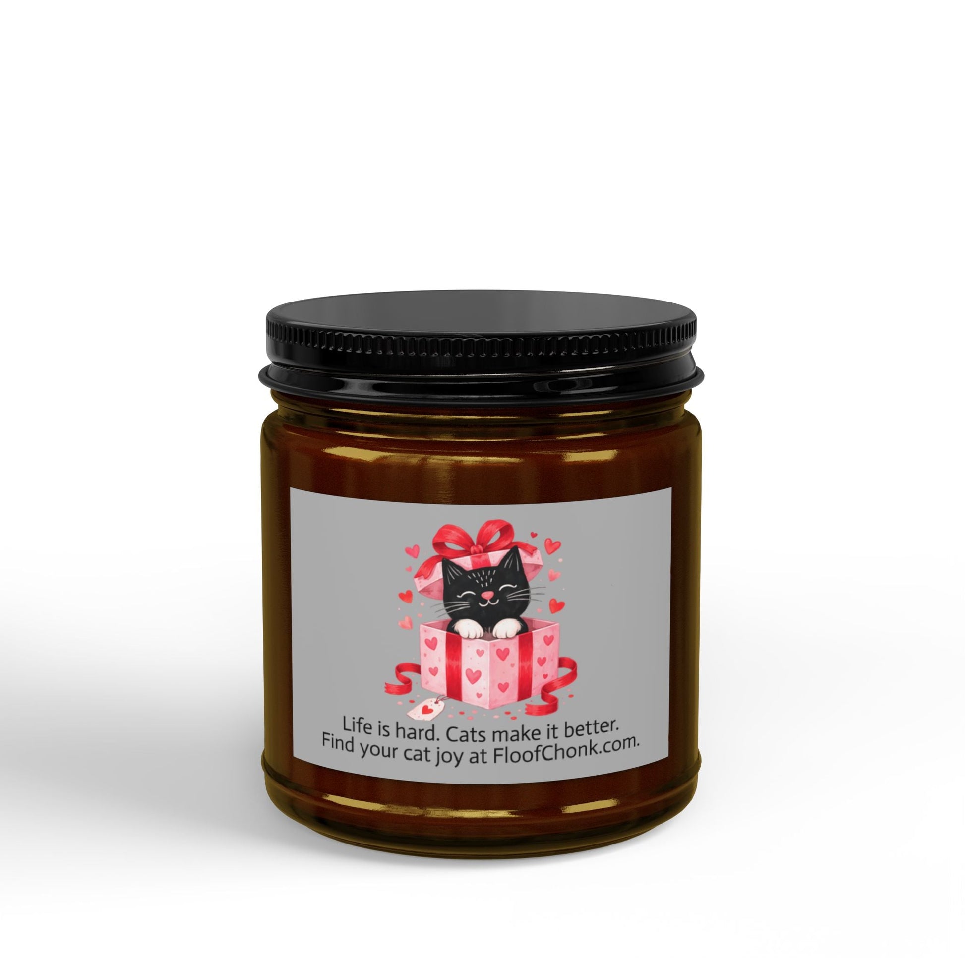 Soy Candle — 'Life is Hard, Cats Make It Better' Black - Lid Gift Candle (4 oz & 9 oz) - FloofChonk