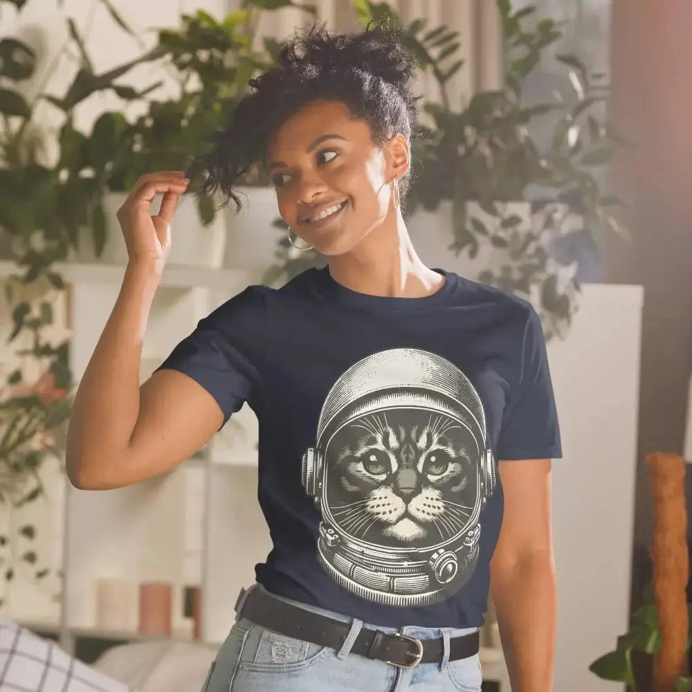 Space Cat Short - Sleeve Unisex T-Shirt - FloofChonk
