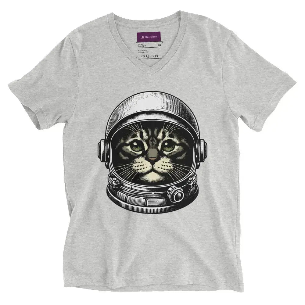 Space Cat Unisex Short Sleeve V - Neck T-Shirt - FloofChonk