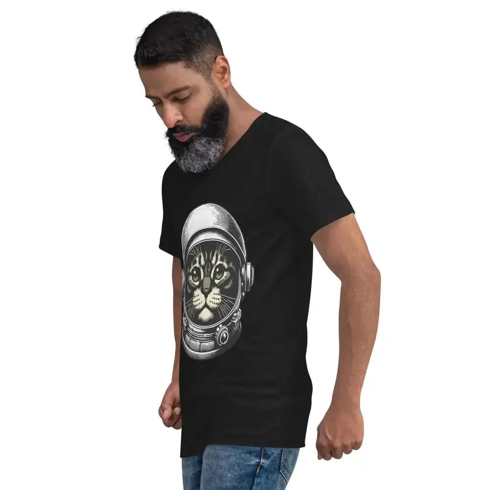 Space Cat Unisex Short Sleeve V - Neck T-Shirt - FloofChonk