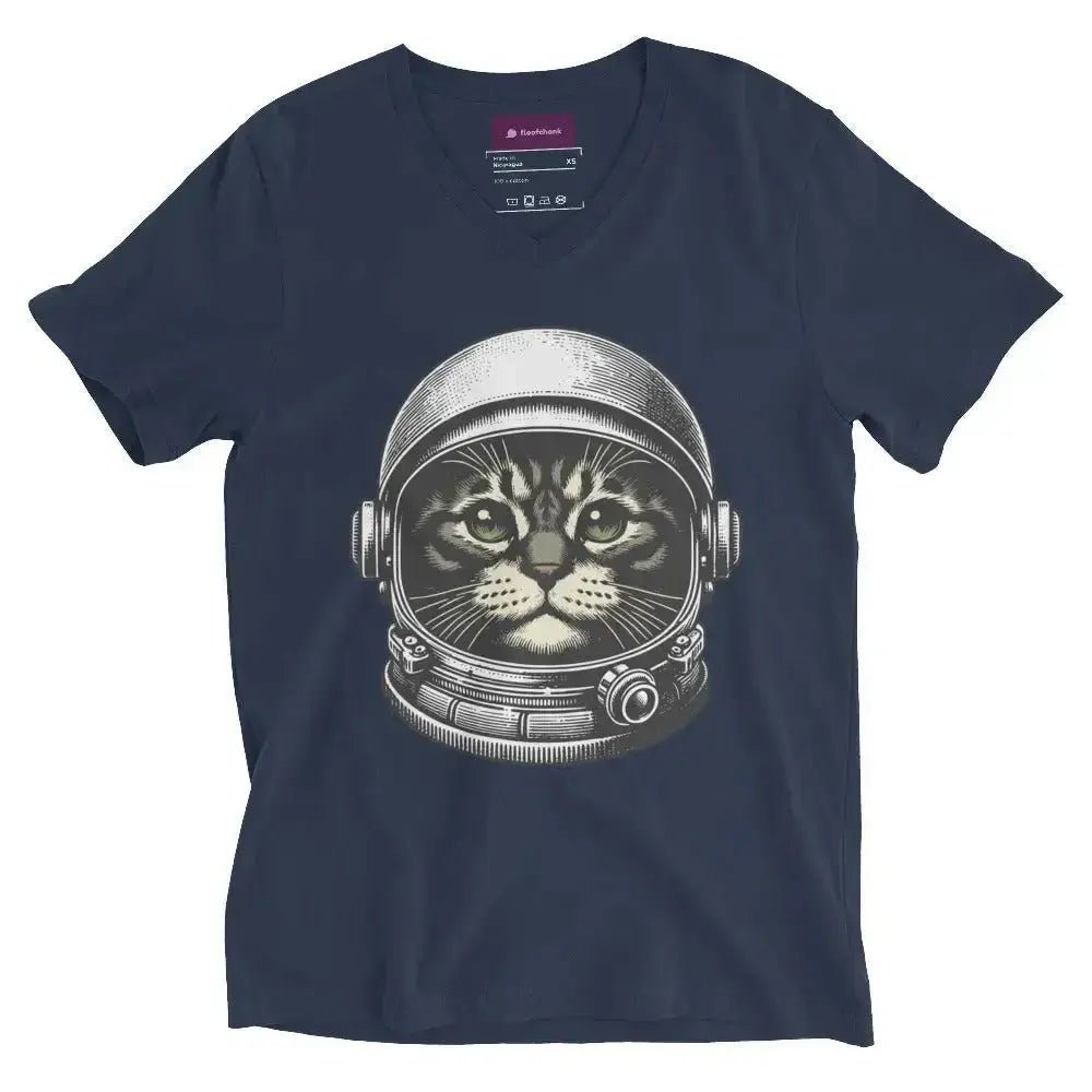 Space Cat Unisex Short Sleeve V - Neck T-Shirt - FloofChonk