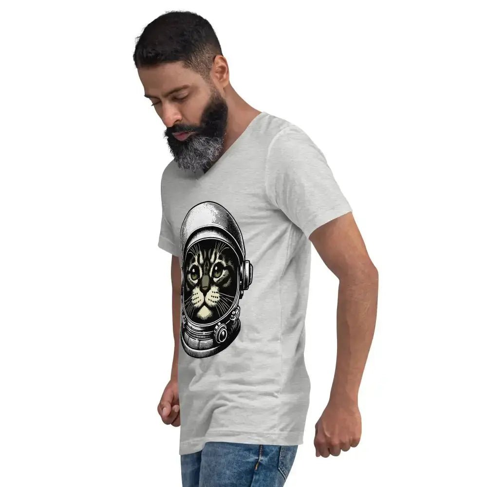 Space Cat Unisex Short Sleeve V - Neck T-Shirt - FloofChonk