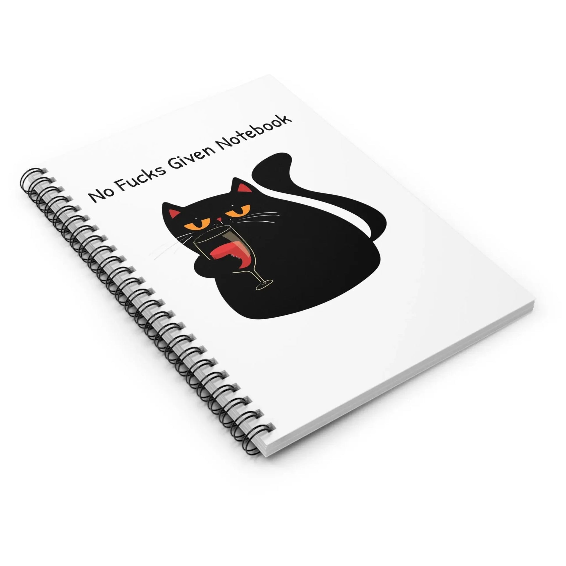 Spiral Notebook - No Fucks Given Cat, Ruled Line, Cat Lovers Journal - FloofChonk