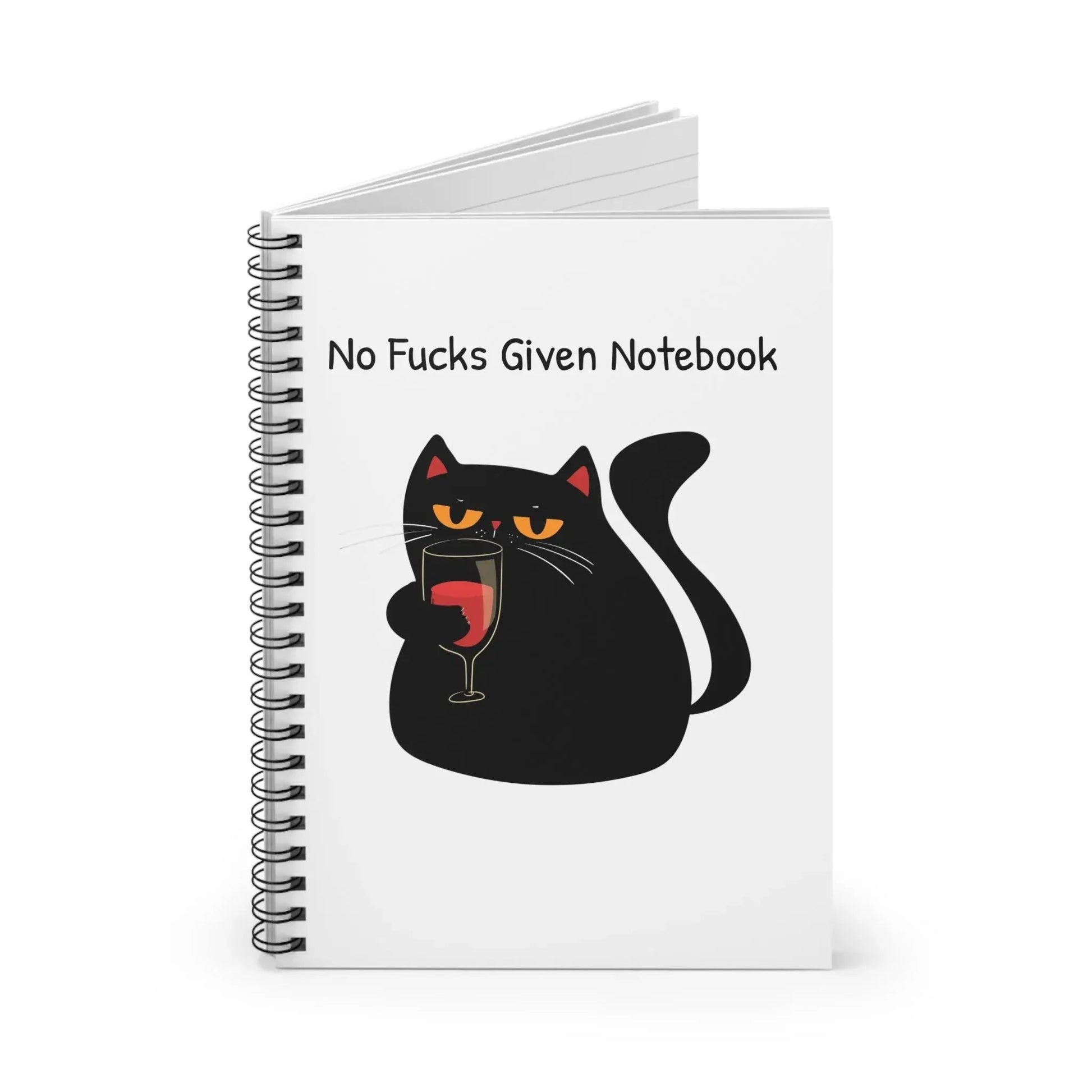 Spiral Notebook - No Fucks Given Cat, Ruled Line, Cat Lovers Journal - FloofChonk