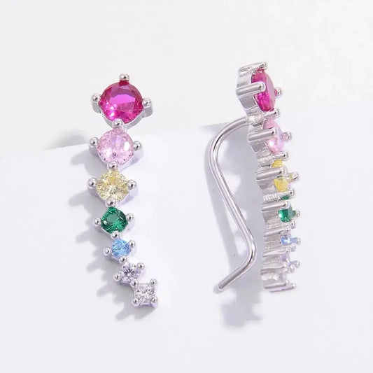 Sterling Silver Inlaid Zircon Earrings - FloofChonk