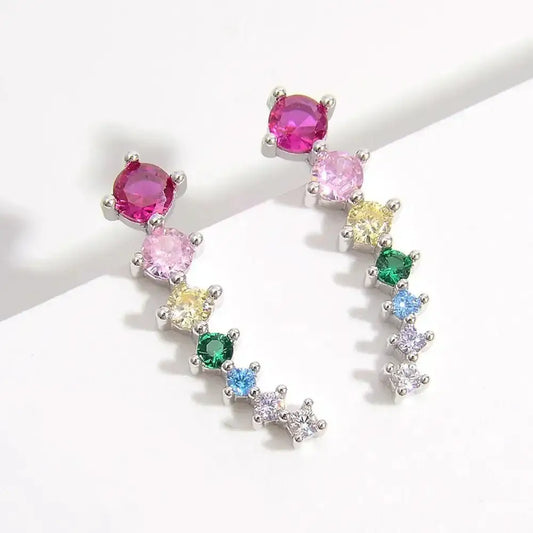 Sterling Silver Inlaid Zircon Earrings - FloofChonk