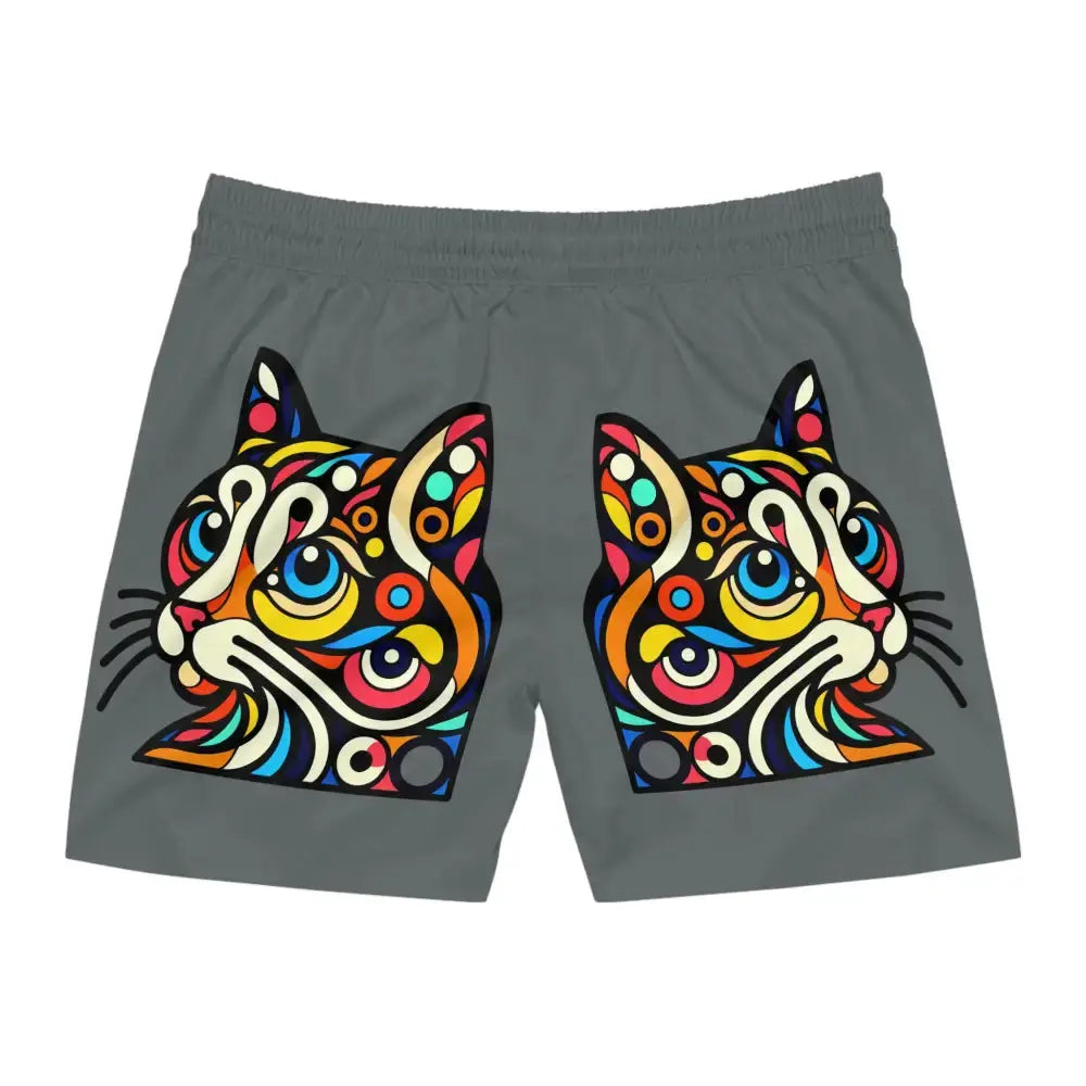Swim Shorts - Pop Art Cat Print for Men - Swim Trunks